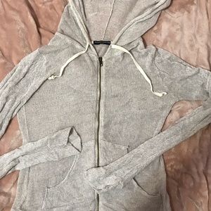 Cream Colored Light Zip Up Hoodie